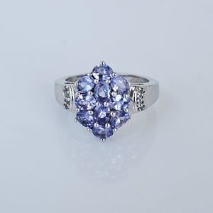 Divine AA Natural Tanzanite Cluster Ring w/ White Topaz Accents. ✨️ Size 6!
